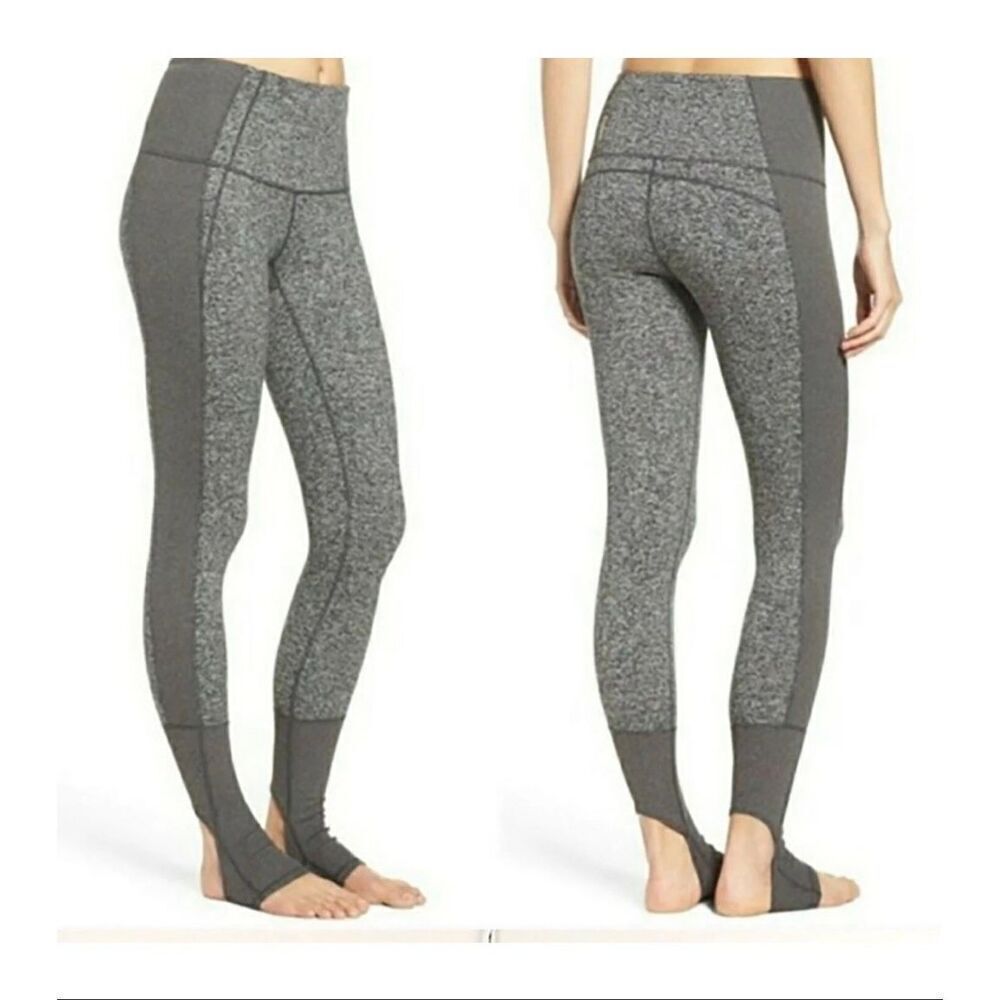 Zella S Eleve High Waist Rise Stirrup Leggings Charcoal Gray medium